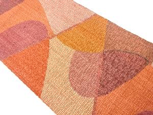 リサイクル　手織り紬抽象模様織り出し名古屋帯